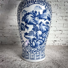Load image into Gallery viewer, Large Chinoiserie Blue & White Porcelain Floor Vase