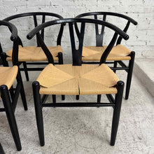 Load image into Gallery viewer, Set of 8 Black Wishbone Dining Chairs