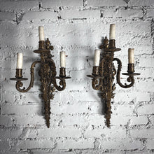 Load image into Gallery viewer, Set of 2 French Empire Brass Flush Mount Sconce