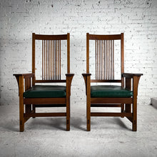 Load image into Gallery viewer, Set of 2 Vintage Stickley Mission Cherry Armchair
