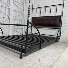 Load image into Gallery viewer, Canopy Spanish Revival Queen Leather & Iron Bed