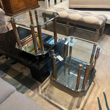 Load image into Gallery viewer, 1970's Postmodern Chrome & Glass End Table
