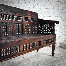 Load image into Gallery viewer, Indian Open Carved Wood Bench