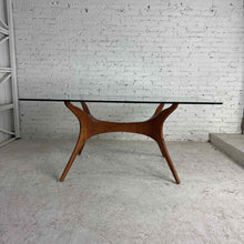 Load image into Gallery viewer, Mid-Century Style Glass & Wood Dining Table