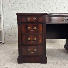 Load image into Gallery viewer, Hekman Serpentine Leather Pedestal Desk