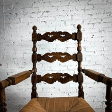 Load image into Gallery viewer, Antique Western Rush Hardwood Armchair