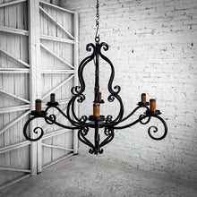 Load image into Gallery viewer, Spanish Colonial Patina Wrought Iron Chandelier