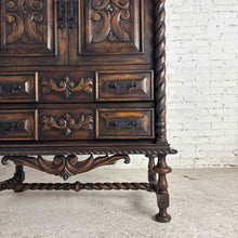Load image into Gallery viewer, Spanish Colonial Carved Wood Linen Press
