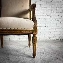 Load image into Gallery viewer, Louis XVI Linen Gilt Wood Armchair