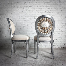 Load image into Gallery viewer, Set of 2 Louis XVI Linen Silver Leaf Seashell Accent Chair