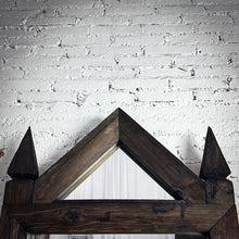 Load image into Gallery viewer, Large Gothic Revival Dark Wood Pediment Mirror