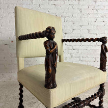 Load image into Gallery viewer, Antique Renaissance Revival Carved Wood Armchair