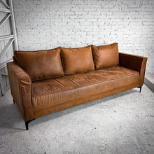 Load image into Gallery viewer, 3 Seat MCM Style Microsuede Caramel Sofa