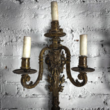 Load image into Gallery viewer, Set of 2 French Empire Brass Flush Mount Sconce