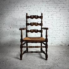 Load image into Gallery viewer, Antique Western Rush Hardwood Armchair