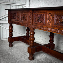 Load image into Gallery viewer, Spanish Revival Hammered Copper-Clad Oak Desk