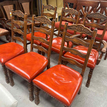 Load image into Gallery viewer, Set of 6 Romweber 1970's Viking Oak Carved Armchair