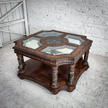 Load image into Gallery viewer, Mass Produced Victorian Revival Carved Wood & Marble Cocktail Table
