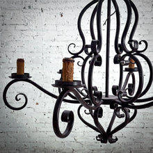 Load image into Gallery viewer, Spanish Colonial Patina Wrought Iron Chandelier