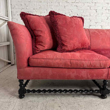 Load image into Gallery viewer, Spanish Baroque Revival-Style Ebonized Wood & Silk Sofa