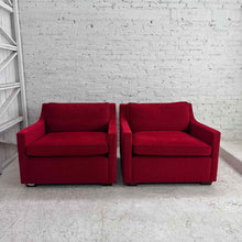 Load image into Gallery viewer, Pair of Modern Square-Arm Lounge Chairs in Red