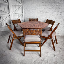 Load image into Gallery viewer, Set of 7 Danish Oil Teak Garden Table and Chairs