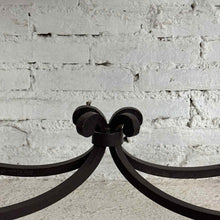 Load image into Gallery viewer, Spanish Revival Travertine and Iron Demilune Console Table
