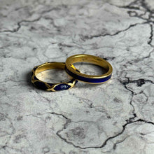 Load image into Gallery viewer, Set of 3 Vintage Italian 18K Gold Blue Enamel Band