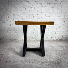 Load image into Gallery viewer, Rustic Contemporary Natural Wood & Metal Side Table
