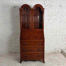 Load image into Gallery viewer, Queen Anne Style Burl Walnut Double-Dome Secretary Bookcase