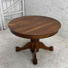 Load image into Gallery viewer, Round Oak Claw Foot Pedestal Table