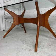 Load image into Gallery viewer, Mid-Century Style Glass & Wood Dining Table