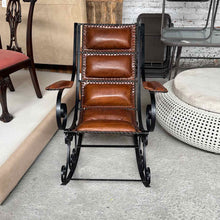 Load image into Gallery viewer, Mexican Rocking Leather & Iron Accent Chair