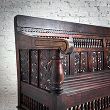 Load image into Gallery viewer, Indian Open Carved Wood Bench
