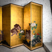 Load image into Gallery viewer, Meiji Period c. 1870 Japanese Tempera Gold Leaf Paper Screen