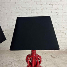 Load image into Gallery viewer, Pair Red Sculptural Ceramic Table Lamps