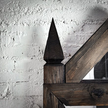Load image into Gallery viewer, Large Gothic Revival Dark Wood Pediment Mirror