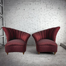 Load image into Gallery viewer, Pair Vintage Vladimir Kagan Re-upholstered Wood Accent Chair