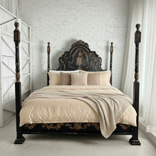 Load image into Gallery viewer, Baroque King Black Wood Bed