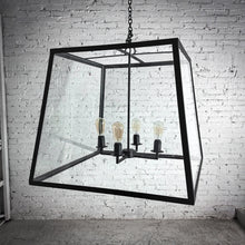 Load image into Gallery viewer, Modern Square Metal & Glass Caged Chandelier