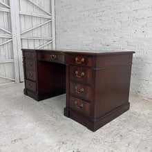 Load image into Gallery viewer, Hekman Serpentine Leather Pedestal Desk
