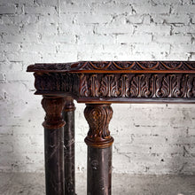 Load image into Gallery viewer, Mass Produced Victorian Revival Style Carved Oak & Marble Console Table