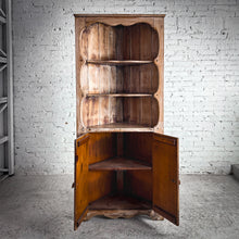 Load image into Gallery viewer, Antique Rustic Cerused Pine Corner Cabinet
