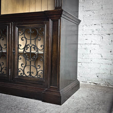 Load image into Gallery viewer, 2 Piece Traditional Dark Wood Hutch Cabinet