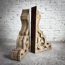 Load image into Gallery viewer, Set of 2 Carved Washed Wood Corbel Architectural Element