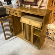 Load image into Gallery viewer, MCM Style Slatted Wood Bar Cabinet