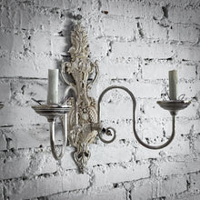 Load image into Gallery viewer, Set of 2 Rococo Revival Nickel Plate Cast Aluminum Flush Mount Sconce