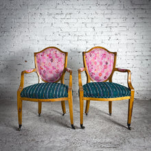 Load image into Gallery viewer, Set of 2 Vintage Louis XVI Upholstered Beech Wood Armchair
