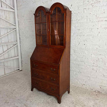 Load image into Gallery viewer, Queen Anne Style Burl Walnut Double-Dome Secretary Bookcase