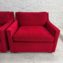 Load image into Gallery viewer, Pair of Modern Square-Arm Lounge Chairs in Red
